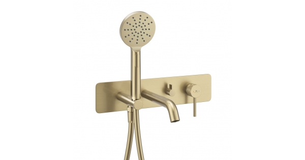 Ryver Wall Mounted Bath Shower Mixer Knurled Lever Brushed Brass