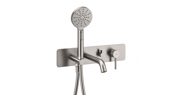 Ryver Wall Mounted Bath Shower Mixer Knurled Lever Gun Metal