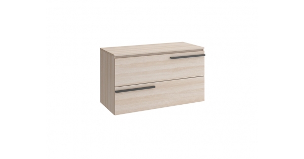 Crieve 1000mm 2 Drawer Wall Unit Mid Oak with Worktop