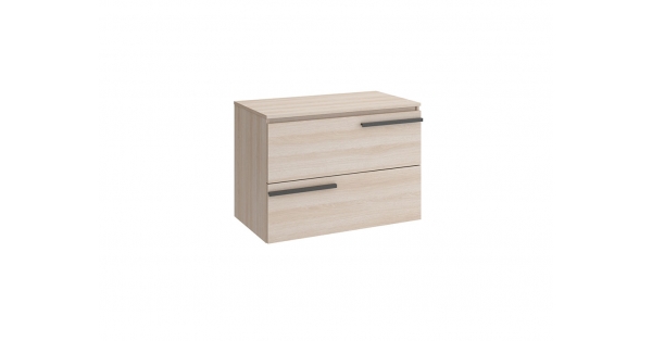 Crieve 800mm 2 Drawer Wall Unit Mid Oak with Worktop