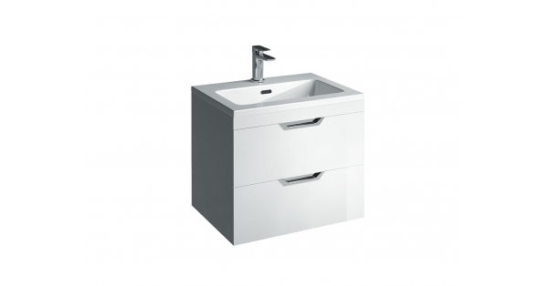 Madison 600mm 2 Drawer Wall Unit White with Lounge Basin