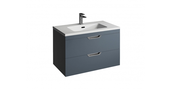 Madison 800mm 2 Drawer Wall Unit Sapphire with Lounge Basin