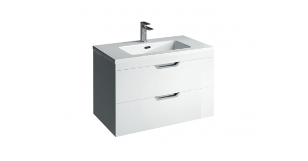 Madison 800mm 2 Drawer Wall Unit White with Lounge Basin