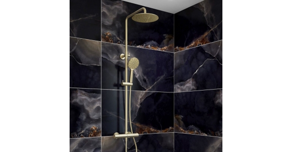 Ryver – Brushed Brass Round Exposed Thermostatic Shower